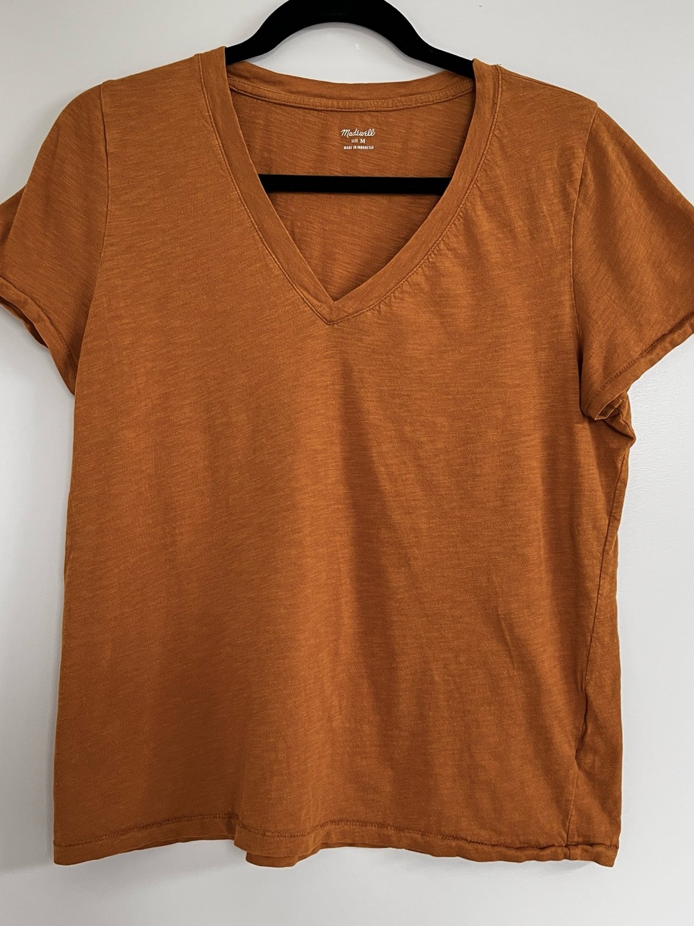 Madewell Short-Sleeve V-Neck Tee in Burnt Orange